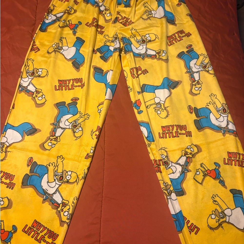 Yellow Cartoon Print Pajama Pants